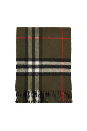 BURBERRY Classic Khaki Green Cashmere Scarf (168x30cm)