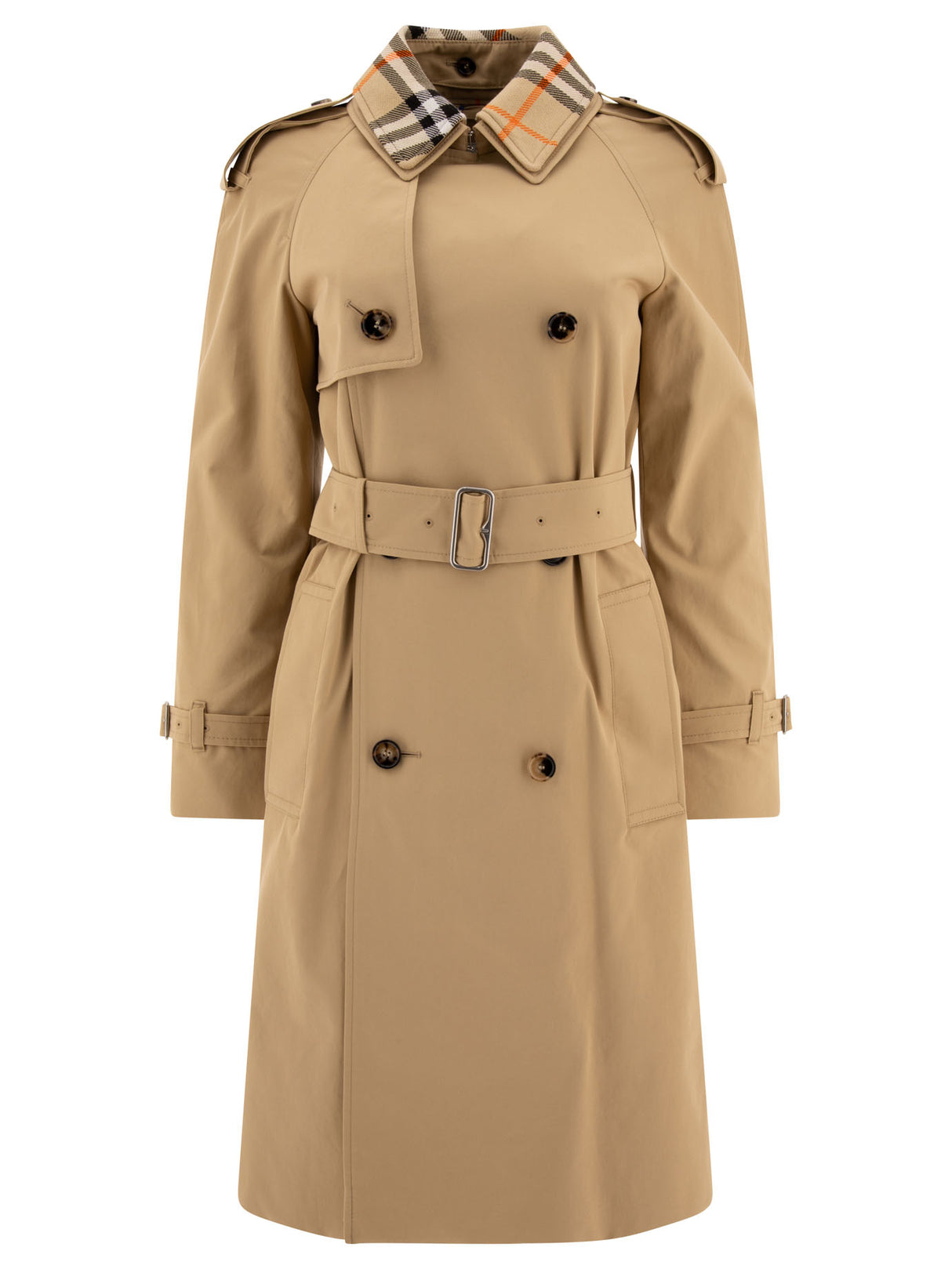 BURBERRY Classic Long Gabardine Trench Coat with Detachable Collar