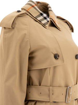 BURBERRY Classic Long Gabardine Trench Coat with Detachable Collar