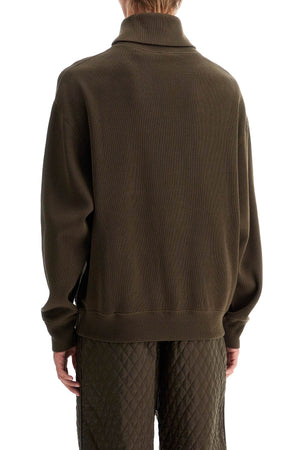 BURBERRY High-Neck Cotton Ribbed Sweater with Embroidered Detail