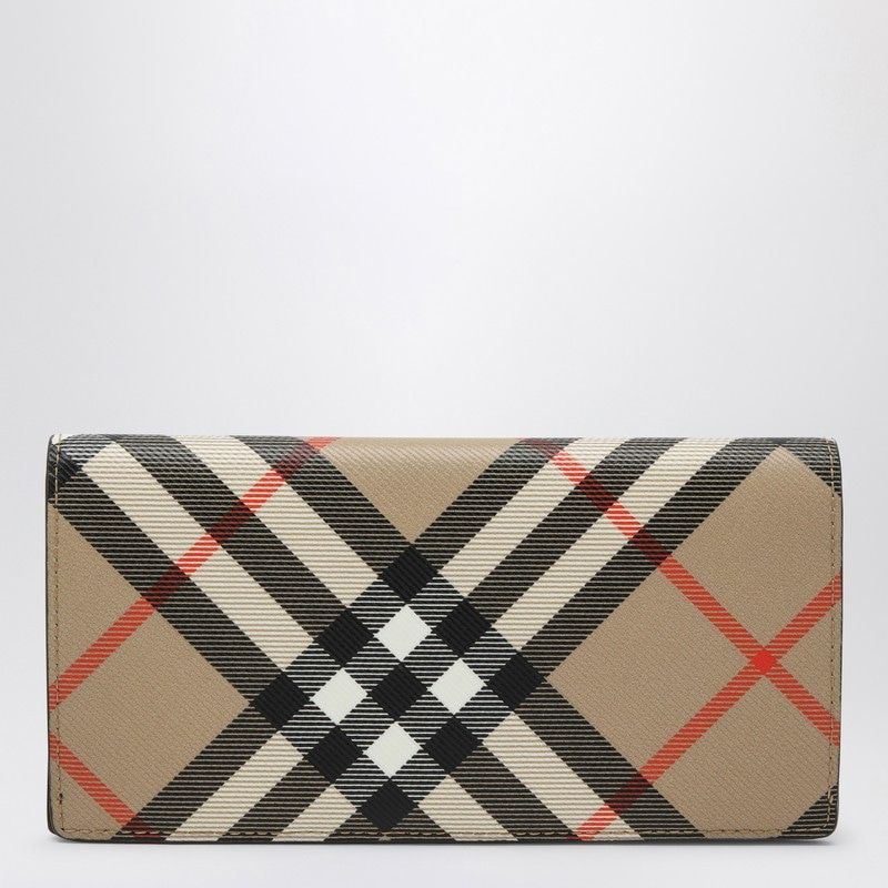 BURBERRY Continental Wallet in Check Motif - 9.5 cm Width