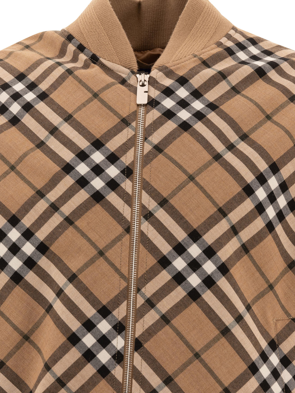 BURBERRY Classic Check Wool Blend Harrington Jacket - Regular Fit