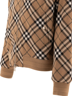 BURBERRY Classic Check Wool Blend Harrington Jacket - Regular Fit