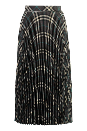 BURBERRY Check Motif Pleated Skirt