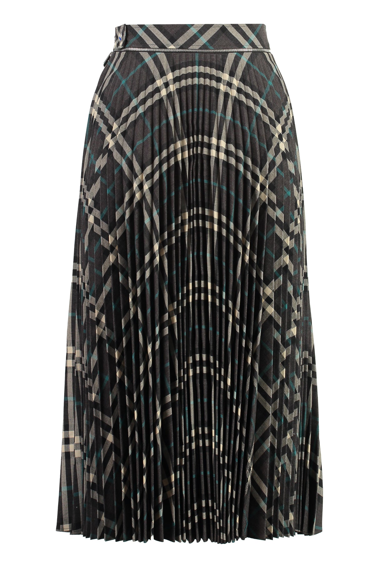 BURBERRY Check Motif Pleated Skirt