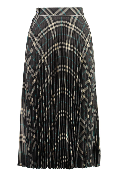 BURBERRY Check Motif Pleated Skirt