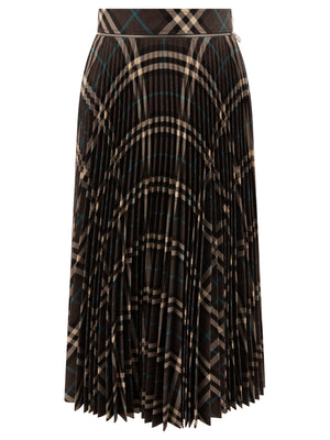 BURBERRY Classic Wool Blend Pleated Mini Skirt in Check