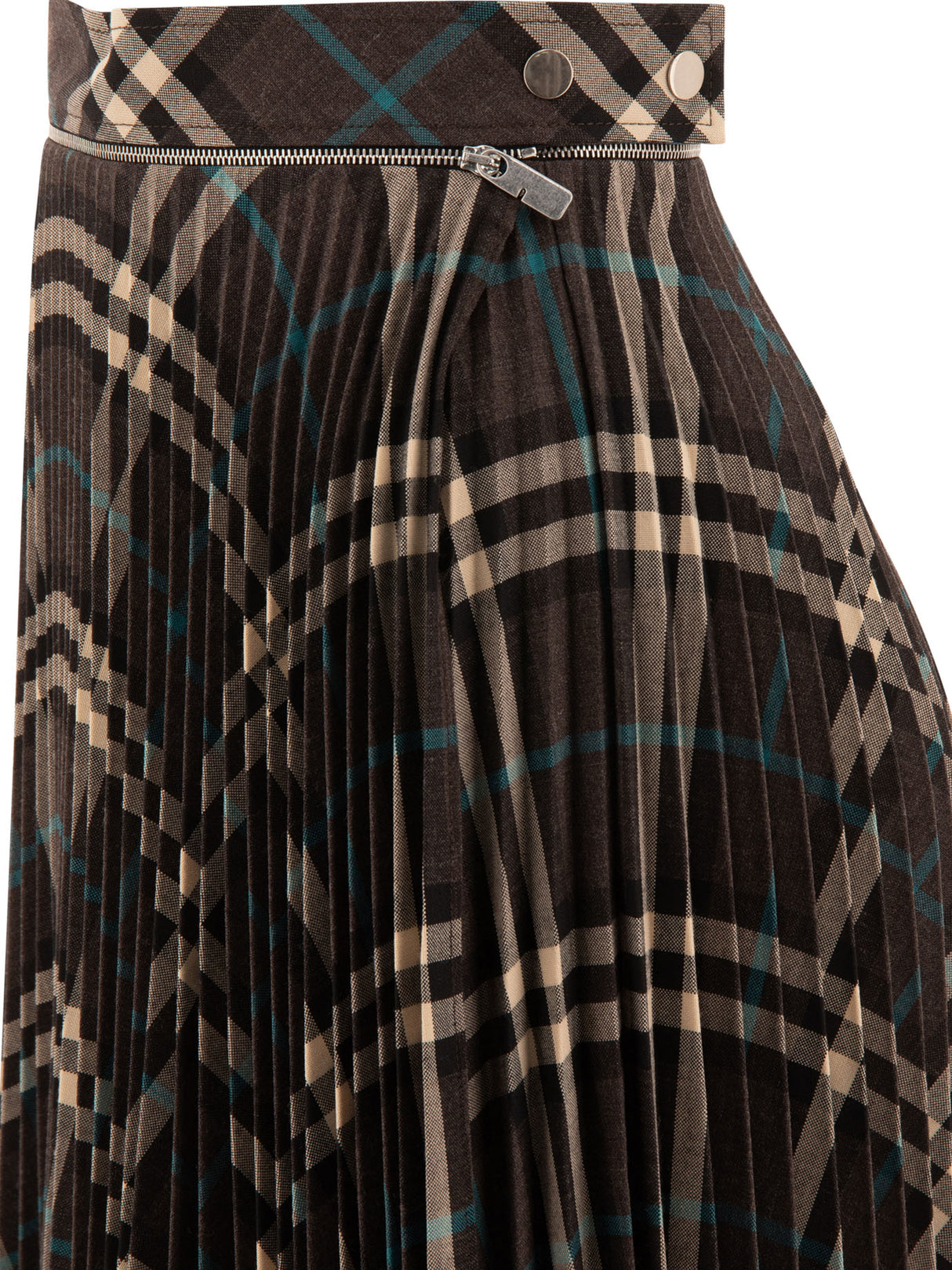 BURBERRY Classic Wool Blend Pleated Mini Skirt in Check