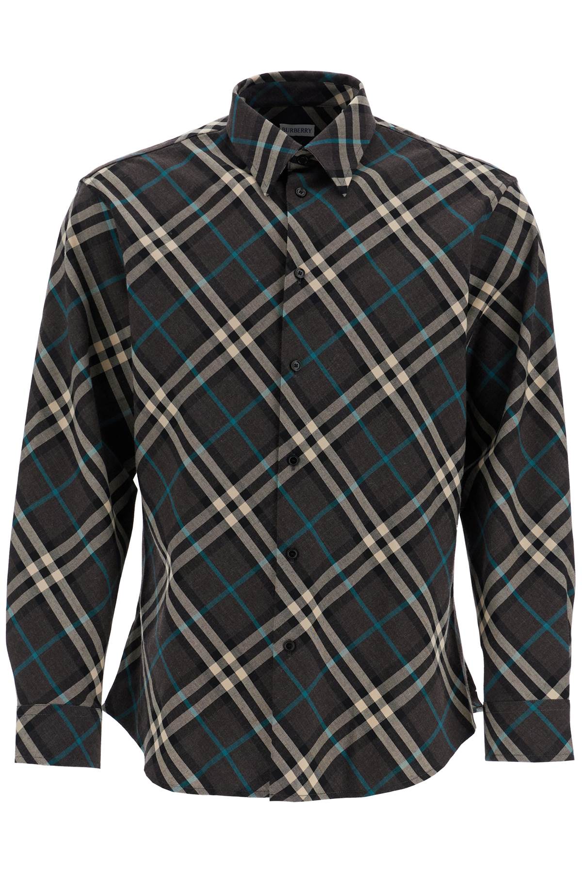 BURBERRY Checkered Wool Blend Casual Shirt