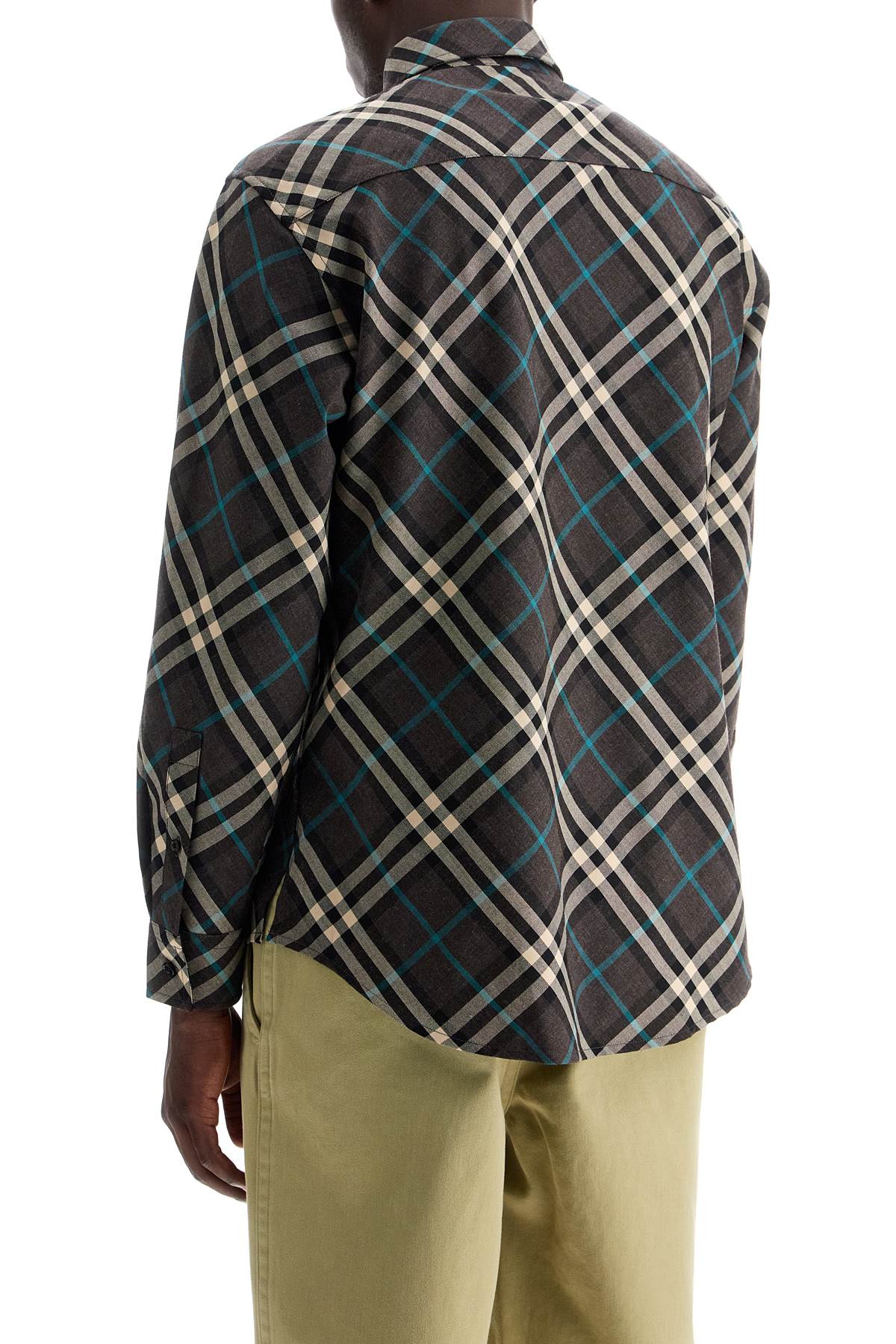 BURBERRY Checkered Wool Blend Casual Shirt