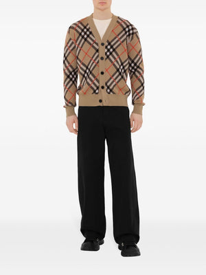 BURBERRY Elegant Check Pattern Cardigan