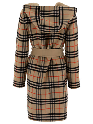 BURBERRY Reversible Check Wool Car Jacket for Women - Regular Fit