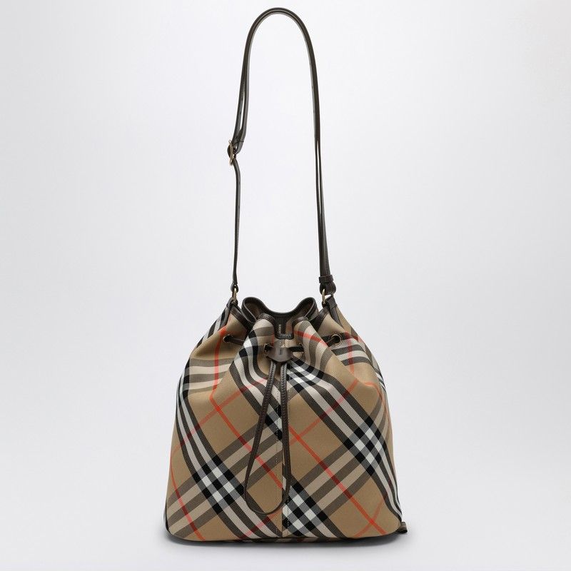 BURBERRY Medium Bucket Handbag with Check Pattern