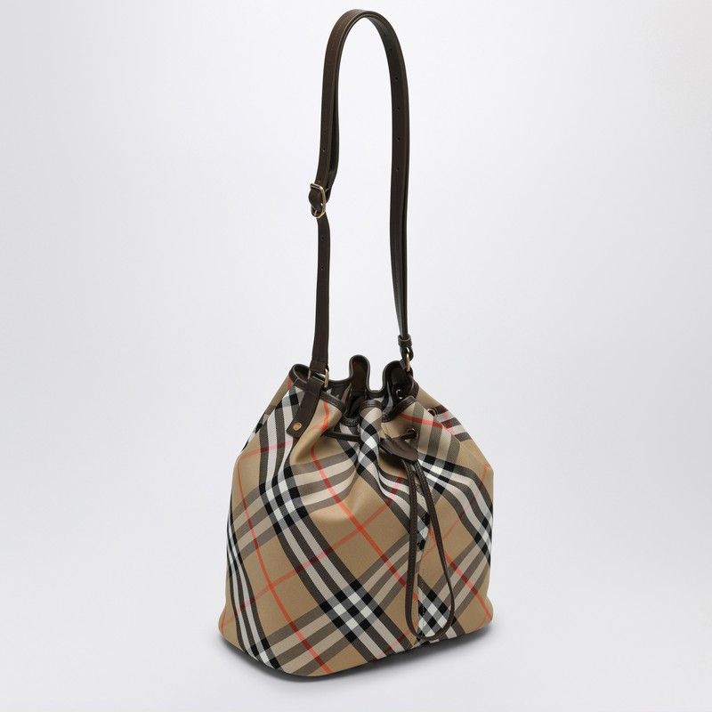 BURBERRY Medium Bucket Handbag with Check Pattern