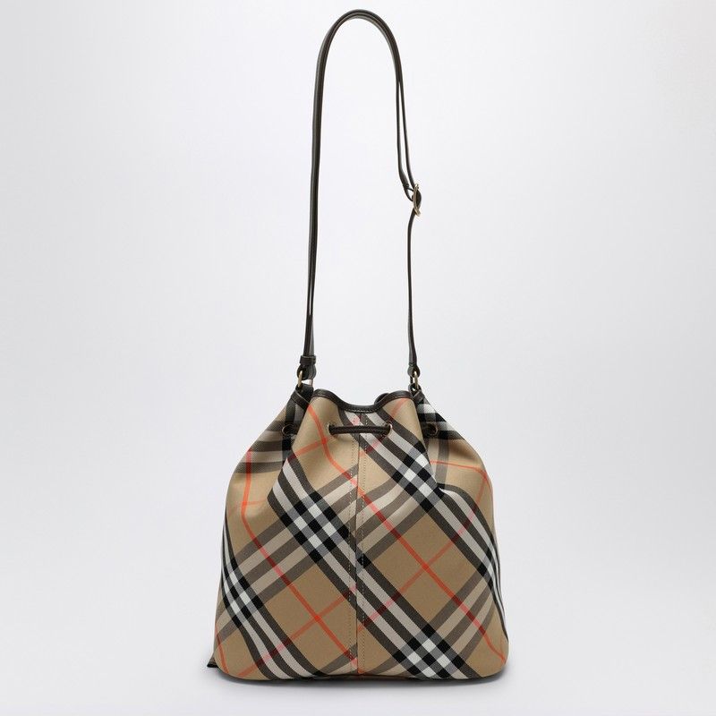 BURBERRY Medium Bucket Handbag with Check Pattern