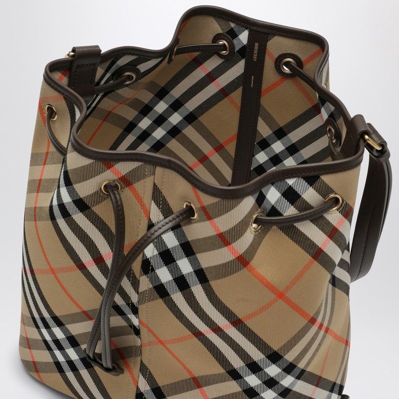 BURBERRY Medium Bucket Handbag with Check Pattern