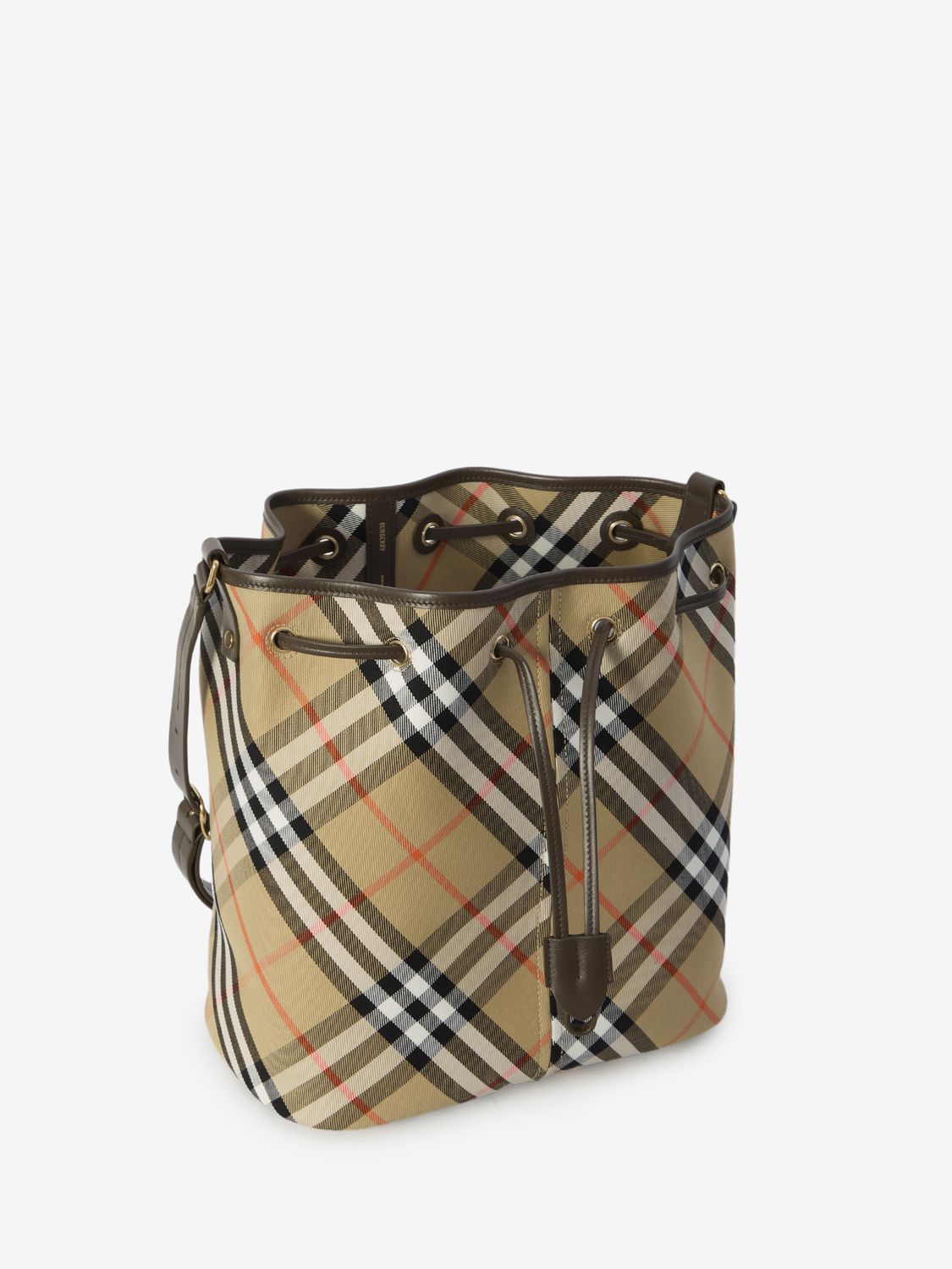 BURBERRY Classic Check Cotton Bucket Bag 28x29x20 cm