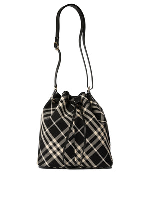 BURBERRY Mini Check Print Bucket Handbag