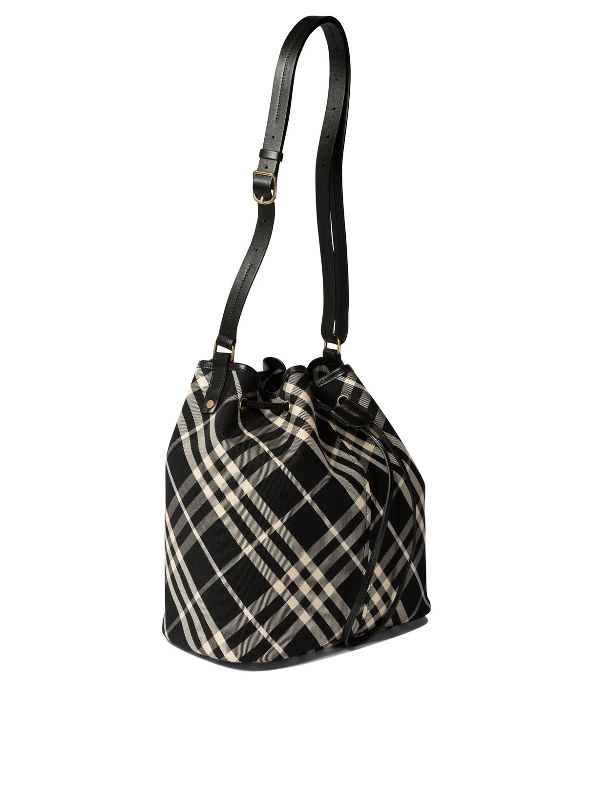 BURBERRY Mini Check Print Bucket Handbag