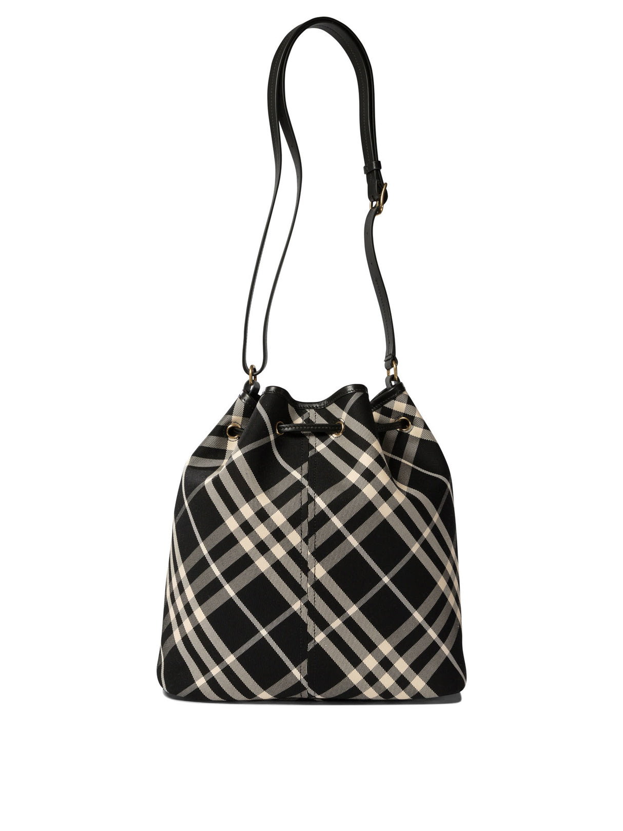 BURBERRY Mini Check Print Bucket Handbag