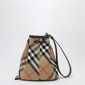 BURBERRY Mini Drawstring Clutch Handbag with Check Pattern