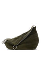 BURBERRY Large Green Calfskin Suede Handbag with Adjustable Strap