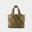 BURBERRY Vintage Check Pattern Leather Handbag with Removable Pouch