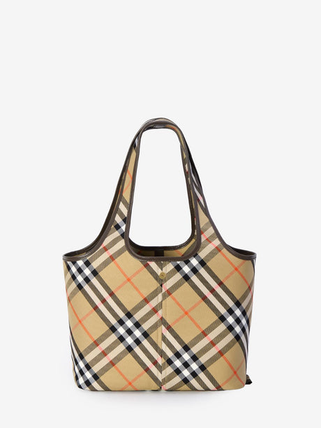 BURBERRY Checkered Design Mini Tote Handbag with Zip Closure