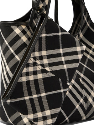 BURBERRY Checkered Small Cotton Shoulder Tote