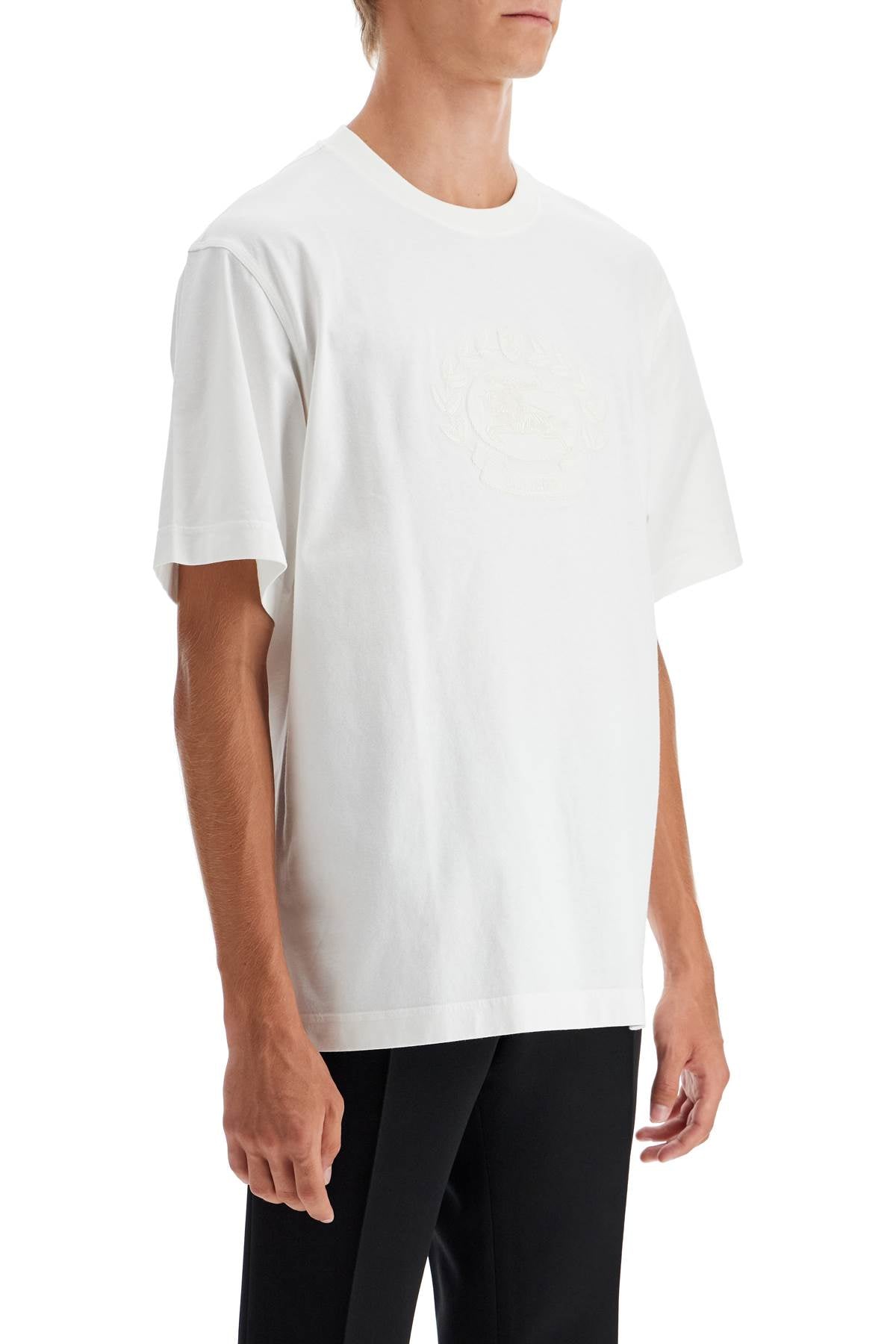 BURBERRY EKD Emblem Embroidered Cotton T-Shirt