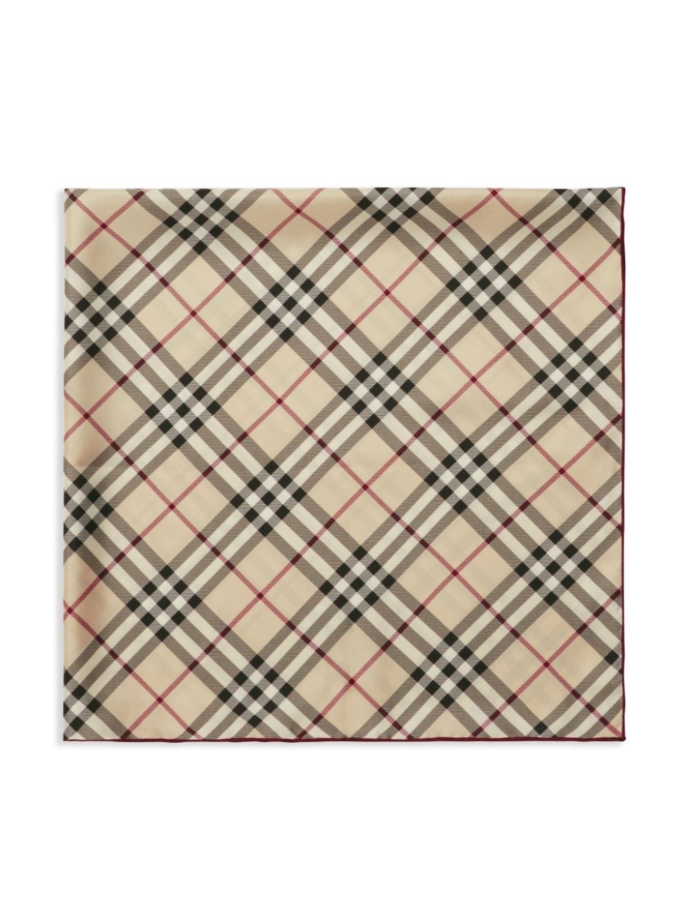 BURBERRY Gray Check Silk Square Scarf for Women - FW24 Collection