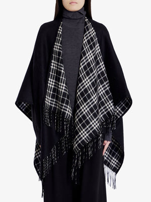 BURBERRY Reversible Wool Check Pattern Cape in Unisex Sizing