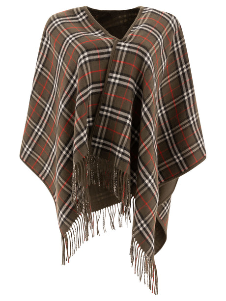 BURBERRY Reversible Cape in Check Wool - 130X130 CM