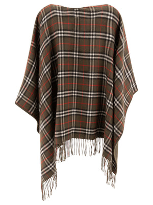 BURBERRY Reversible Cape in Check Wool - 130X130 CM