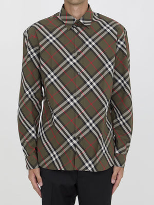 BURBERRY Oversized Check Shirt in Military Green