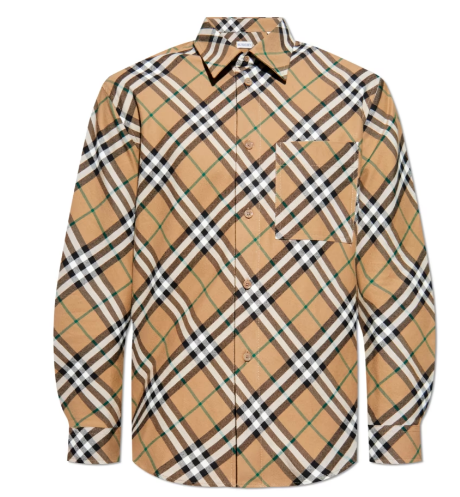 BURBERRY BEIGE CHECK PRINT COTTON SHIRT