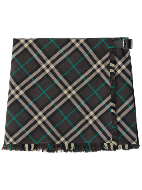 BURBERRY Chic Checkered Design Mini Skirt