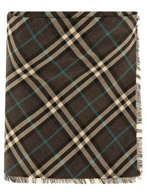 BURBERRY Checkered Wool Blend Mini Skirt