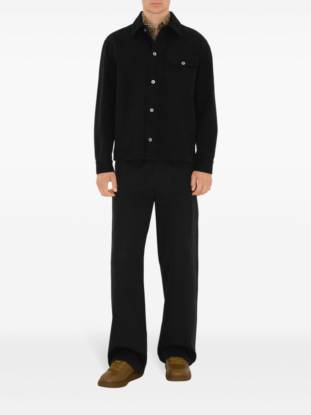 BURBERRY Men's Contemporary Black Cotton Jacket - Fall/Winter 2024