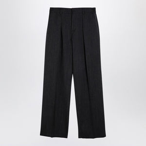 BURBERRY Elegant Dark Grey Wool Trousers with Darts