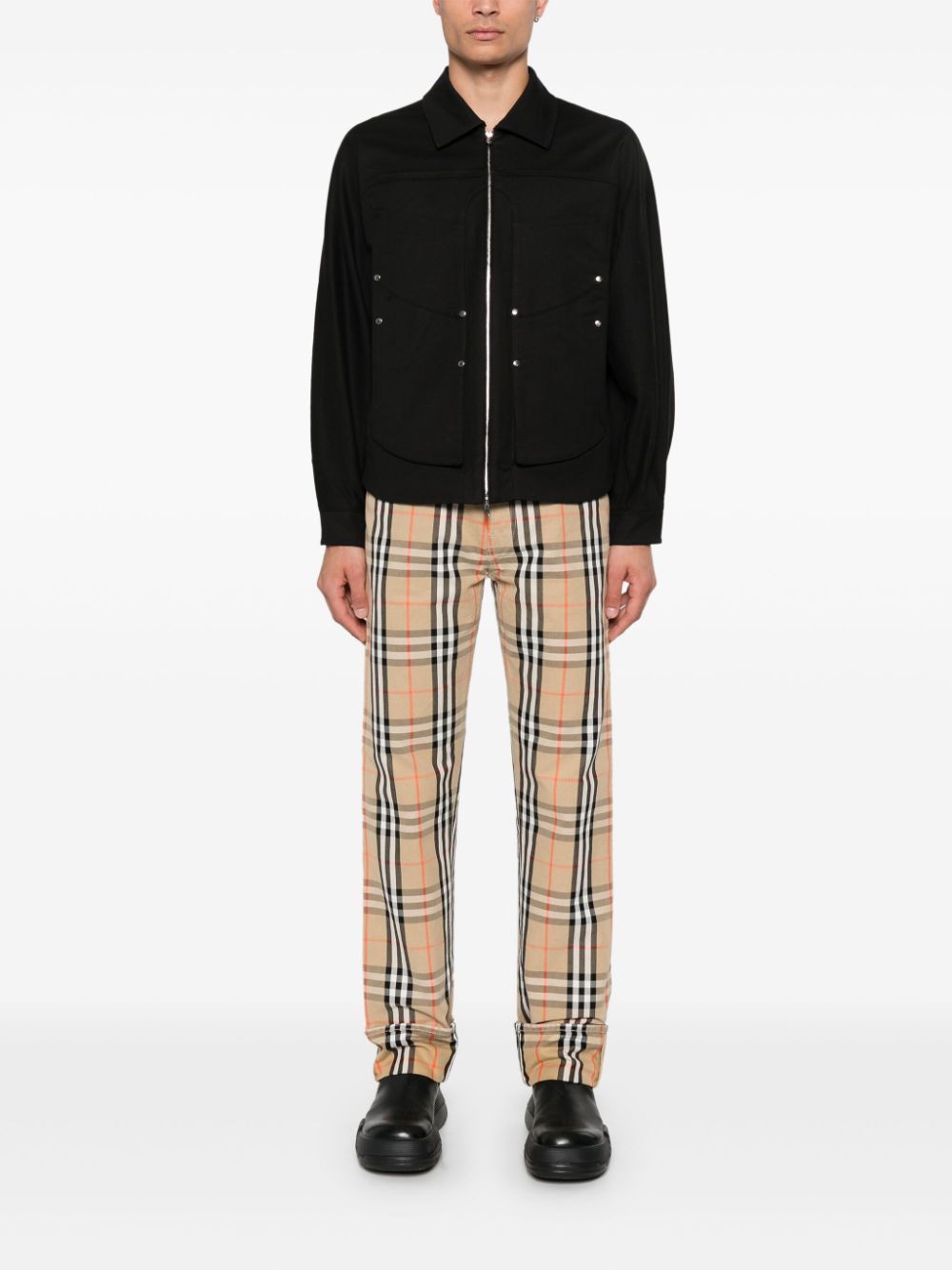 BURBERRY Classic Cotton Check Straight-Leg Pants