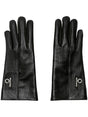 BURBERRY Elegant Grained Leather Gloves with Silver Buckle - Women’s FW24