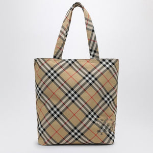 BURBERRY Mini Sand Check Tote Handbag