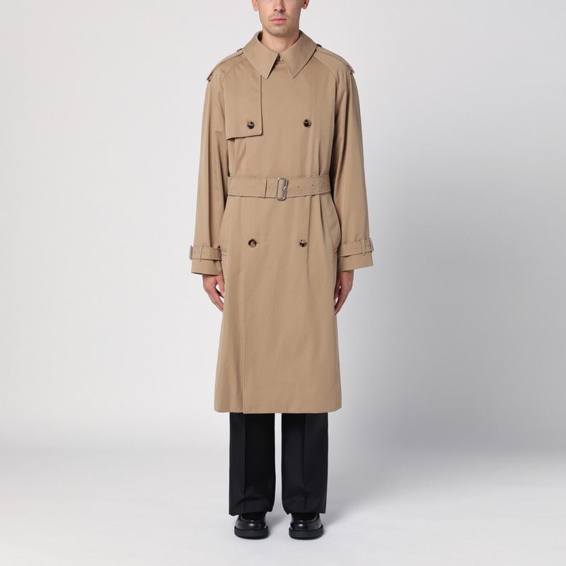 BURBERRY Elegant Long Beige Gabardine Trench Jacket for Men