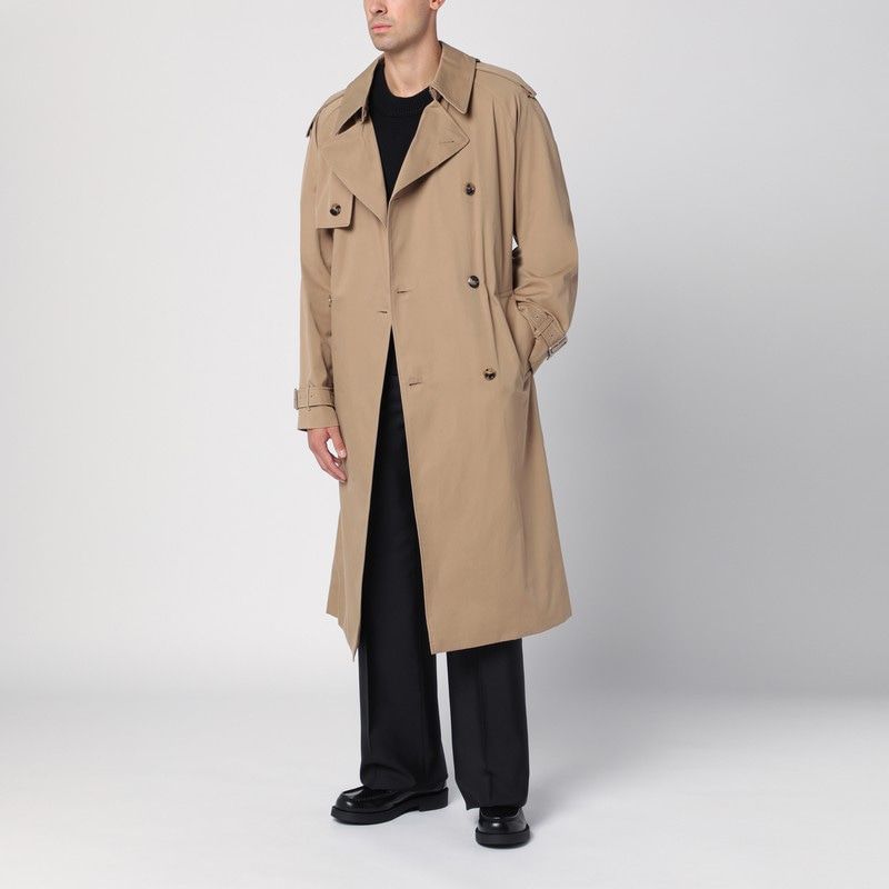 BURBERRY Elegant Long Beige Gabardine Trench Jacket for Men