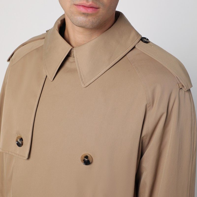 BURBERRY Elegant Long Beige Gabardine Trench Jacket for Men