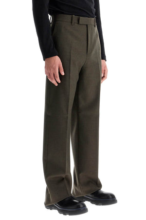 BURBERRY Wool Twill Trousers - Straight Wide Fit, Size 48