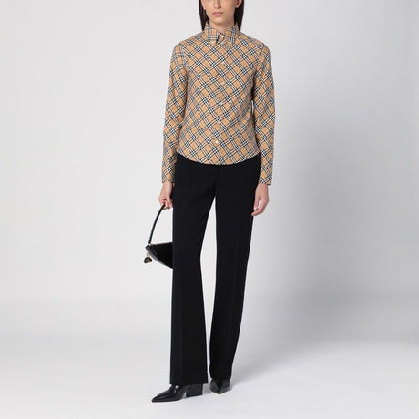 BURBERRY Button-Down Check Pattern Shirt for Women