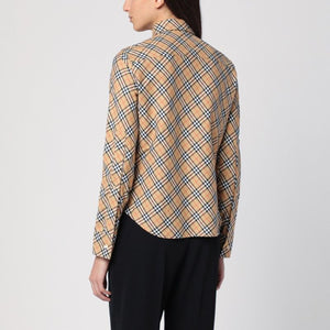 BURBERRY Beige Check Pattern Button-Down Shirt for Women - Fall/Winter 2024