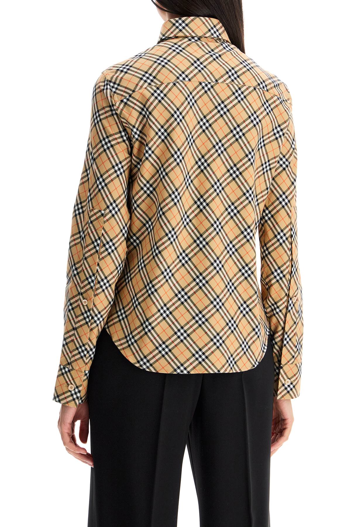 BURBERRY Slim Fit Check Twill Shirt with Button-Down Collar - Size 6